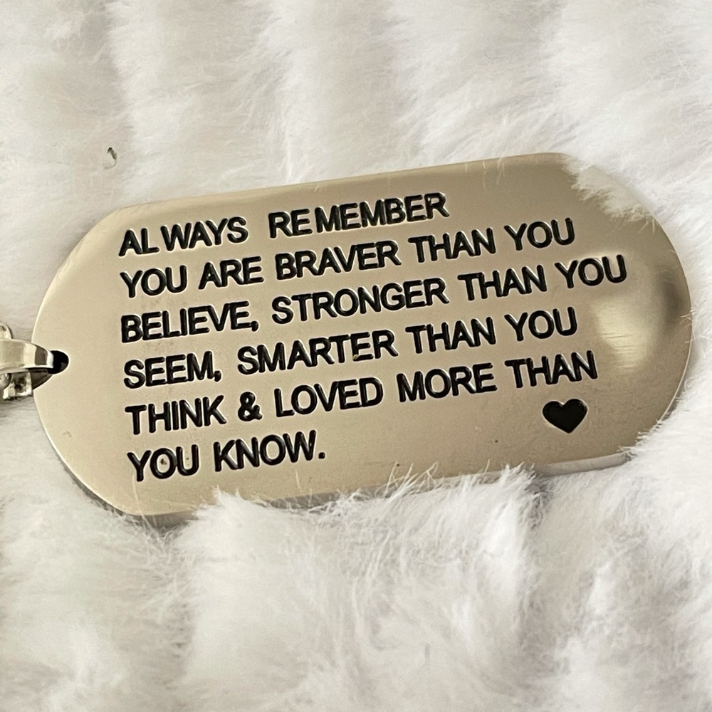 Braver, Stronger, Smarter Saying Dog Tag Necklace - Picture 3 of 13